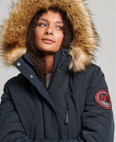 vestes superdry femme|Hooded Everest Faux Fur Parka Coat .